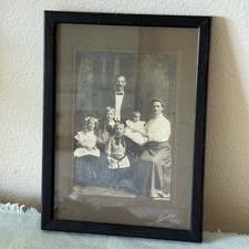Antique 1908 Framed Sepia Tone Family Portrait Photograph Brooklyn NY Identified picture