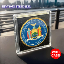 NEW YORK (NY) State Seal Challenge Coin Colorized USA CASE INCLUDED #NY picture