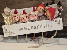 Vintage Christmas Shiny Brite Set of 8 Christmas Tie On Picks Mercury Elf Angel picture