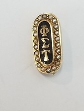 RARE Vintage/Antique 14k YELLOW GOLD PHI SIGMA TAU PIN w SEED PEARLS picture