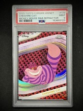 2025 TOPPS CHROME DISNEY CHESHIRE CAT #178 MICKEY MOUSE R&B REFRACTOR /28 PSA 9 picture