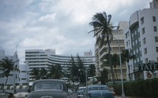 sl46 Slide 1950's Miami Beach Florida Art Deco Hotels Cars 986a picture