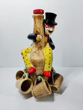 Vintage Mid Century Hobo Clown Decanter Set Complete 6 Cups Cork Japan Barware picture
