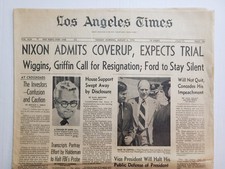 1974 Aug 6: Los Angeles LA Times - Pres Nixon Admits Coverup / Watergate Scandal picture