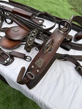 Antique 1890’s Dress Carriage Leather Harness Eglentine Horse Bit Robert Currie picture