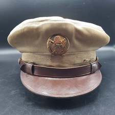 WW2 US Army Air Corps Officer Pilot Crusher Cap By Feldman Cap Co Khaki Original picture