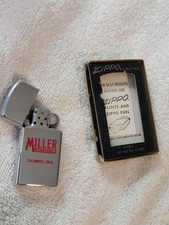 Vintage 1973 Miller Construction Advertising HP Chrome Slim Zippo Lighter New picture