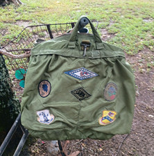 Vtg 1970s US Military Flight Helmet Bag Scovill Metal Zipper USAF Ducemus Patch picture