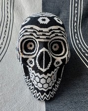 RARE Large Huichol Beaded Skull Custom Handmade Mexican Folk Art Calavera OOAK picture