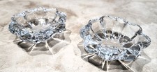 Vintage Daum France Mini Ashtray Pair Signed Star Flower Pin Tray Catchall picture