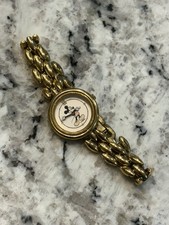 Vintage Rare Disney Mickie Watch Gold-Tone Stretch Band Japan 85/8012 Stainless picture