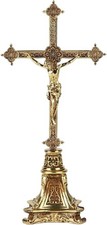 Catholic Metal Standing Crucifix, Jesus Christ Cross for Altar, Catholic W... picture