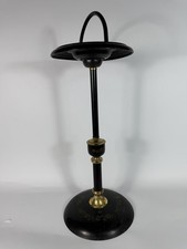 Art Deco Floor Smoking Stand Black Gold Ivy Metal Ashtray Holder 1930s picture