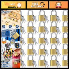 30mm Solid Brass Keyed Alike Padlocks with Keys - 24 Pack, Durable Security Lock picture
