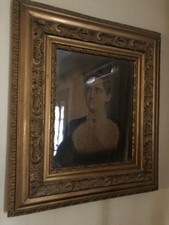 Very Large beautifully framed vintage wall decor spooky picture
