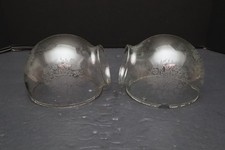 SET 2 Antique Clear Glass Etched Angle Lamp Elbow For Chimney Shades picture