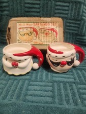 Vintage 1959 Lego Japan Winking Santa  Mrs Claus Mugs Cups Holt Howard Style HTF picture