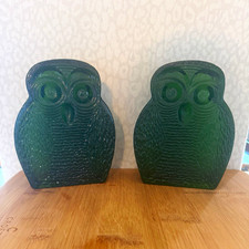 Vintage Mid-Century Blenko Glass Owl Bookends (Pair) picture