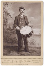 1880s UNION VETERAN DRUMMER w/ Cigar Cabinet Card Photo | Buchanan, Indianapolis picture