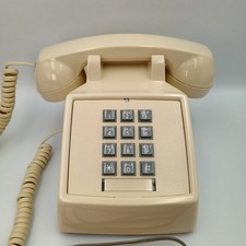 Vintage GTE Touch-Tone Push-Button Beige Desk Phone Retro Landline Corded Phone picture
