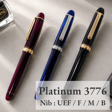 Platinum Century 3776 Fountain Pen 14K Gold Nib Japan ChartresBlue UEF F B Uesd picture