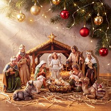 Memorywuu 12 Pcs Christmas Nativity Scene Set, Wooden Christmas Decor picture