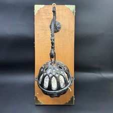 Antique VTG Wall Hanging Cast Iron String Yarn Holder Twine Dispenser Ball w/Rol picture