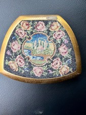 Authentic Vintage Elgin American Gold Tone Floral Makeup Compacts 1940's picture
