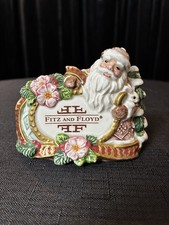 VTG Fitz and Floyd Snowy Woods Santa Ceramic Dealer Shelf Display Sign Rare  picture