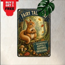 Once Upon A Time Squirrel Story Sign Whimsical Woodland Nursery Metal Plaque picture