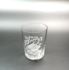 Pre Pro Berry's Diamond Wedding Etched Shot Glass / Antique Whiskey Advertising picture