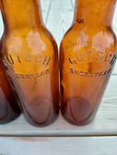 Gutsch Sheboygan Vintage Amber Glass 4 Beer Bottles Antique Bar Man Room  picture