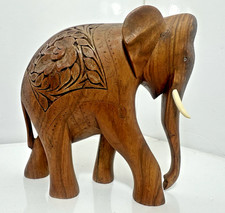 Vtg Hand Carved Thai Wood Elephant Statue 10