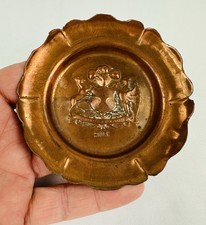 Vintage Republica de Chile Crest Hammered Copper 3.5” Plate Ashtray Trinket Dish picture