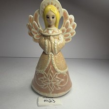 Vintage Hand Painted Ceramic Angel Figurine Retro Christmas Bell 1970s 1980s picture