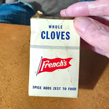 French's Vintage Whole Cloves Spice Advertising Box Beige Red Blue picture