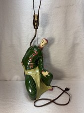 Large VTG 1950s MCM Asian Man Figural Lamp Ceramic Sculptural picture