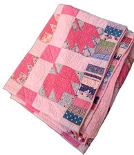 Antique Handmade Cotton Patchwork Quilt Blanket 76