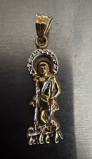 10K Gold Christian Saint Medal Pendant, Christianity Religious Charm 1.35g picture