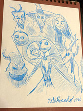Nate Rosado original hand drawn Nightmare Before Christmas splash page 8.5x11 picture