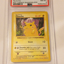 Pikachu 1999 Pokémon Base Set Red Cheeks Shadowless 58/102 PSA 8 picture