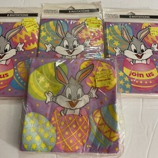 vtg 1997 Looney Tunes Baby Bugs Bunny 24 invites and 16 napkins Easter picture