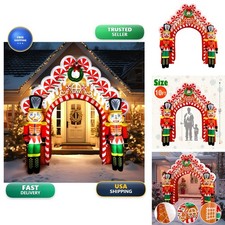 WBHome 10 Ft Christmas Inflatable Gingerbread Candy House Nutcrackers LED Light picture