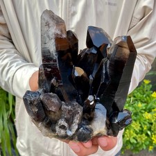 3.96LB Natural Smoky Black Quartz Cluster Crystal raw Specimen Healing picture