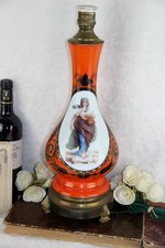 A gorgeous vtg french porcelain lamp with art nouveau lady and dragon motifs 60' picture