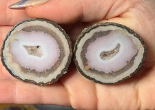 Zhanguo Agate Pair  | Warring States Banded Chalcedony Geode Specimen picture