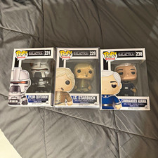 Funko Pop Battlestar Galactica Lot 3: Cylon , Starbuck , Adama BOX WEAR Damage picture