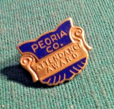 Vintage 60s Peoria Co. Company County Illinois Attendance Award Lapel Brooch Pin picture