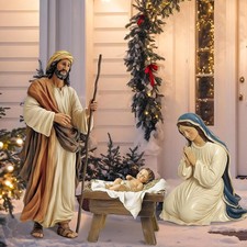 3 Pcs Metal Christmas Outdoor Nativity Scene Set (Retro) picture