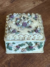 Vintage DEZINE Hand Painted Floral Trinket Box picture